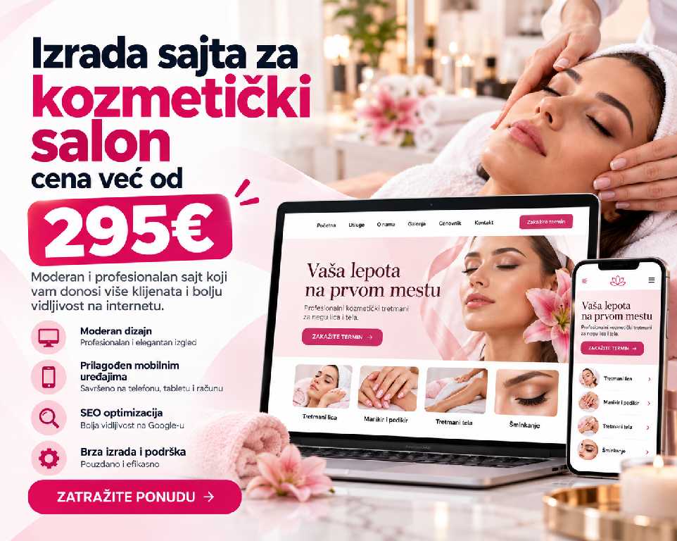 Izrada sajta za kozmetički salon – profesionalan sajt već od 295€